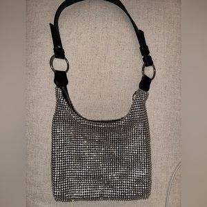 Topshop - Rhinestone Faux Leather Shoulder Bag